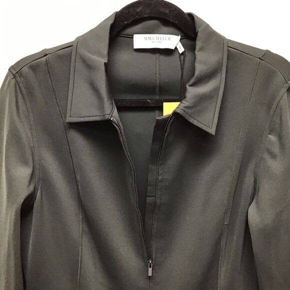 M. M. Lafleur Womens Solid Army Green Zip Up with Pockets Collared Jacket L - Picture 3 of 10